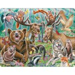 Pussel Larsen Glada djur i skogen Selfie 42 bitar