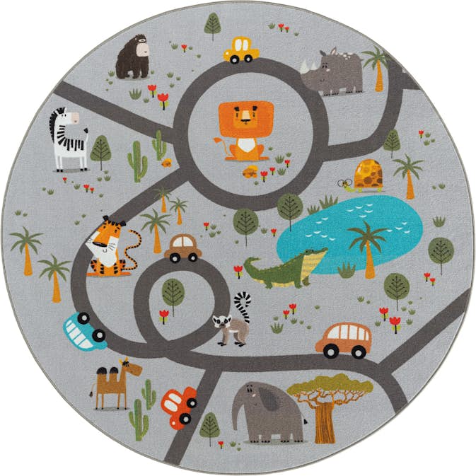 Barnmatta KM Carpets Play Animals Rund