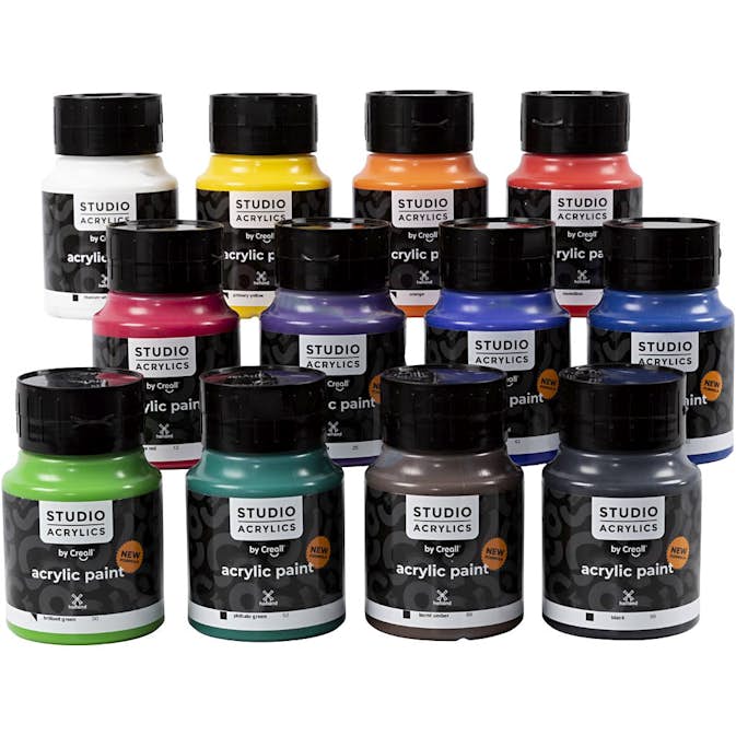 Akrylfärg Creativ Company Creall Studio Mixade färger 12x500 ml/1 förp