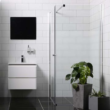 Duschhörn Bathlife Mångsidig Rak Vägg + Rak Dörr Delvis Frostat Glas