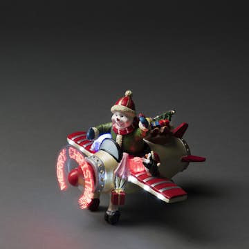 Juldekoration Gnosjö Konstsmide Fiberoptiskt Flygplan Snögubbe