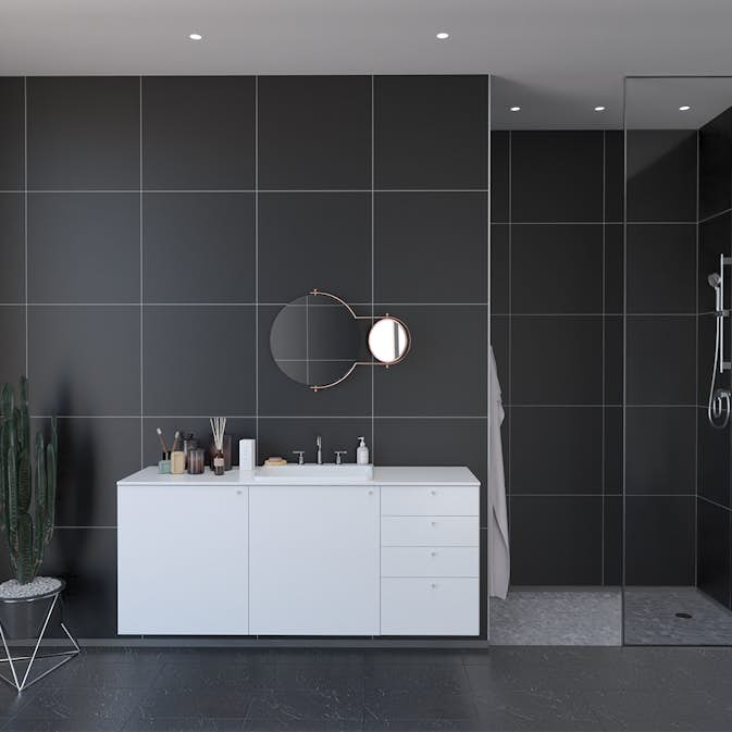 Våtrumsskiva Fibo Black 2024-LM6060 S