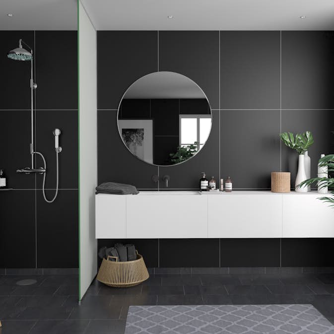 Våtrumsskiva Fibo Black 2024-M6080 S