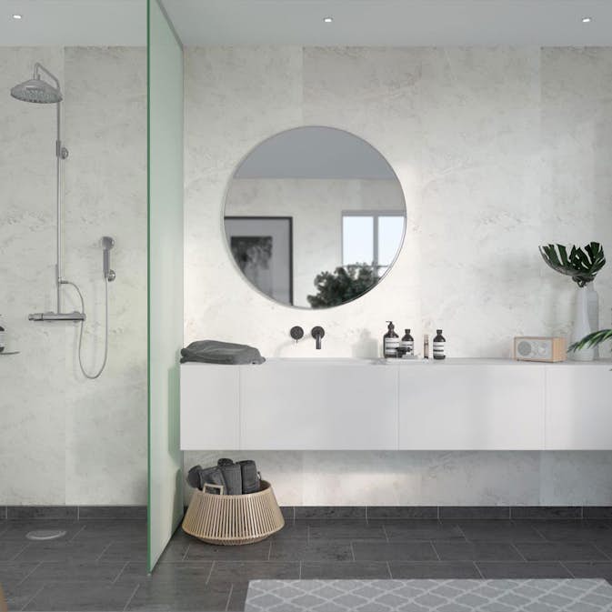 Våtrumsskiva Fibo White Marble 2273-M00 S