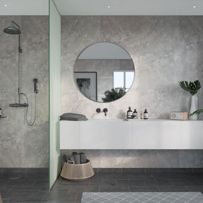 Våtrumsskiva Fibo Silver Grey Marble 2279-M00S