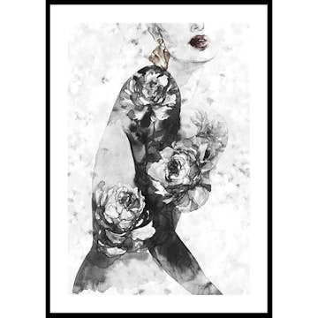 Poster Gallerix Watercolor Woman With Flowers