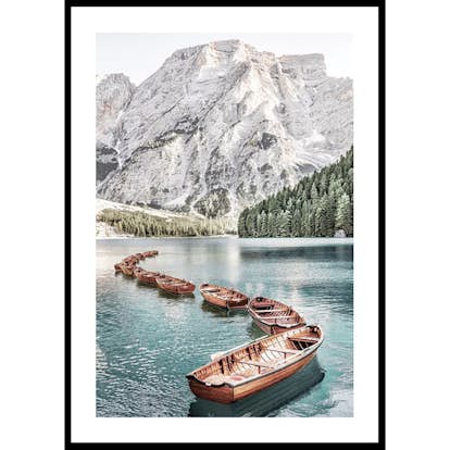 Poster Gallerix Boats At Braies Lake