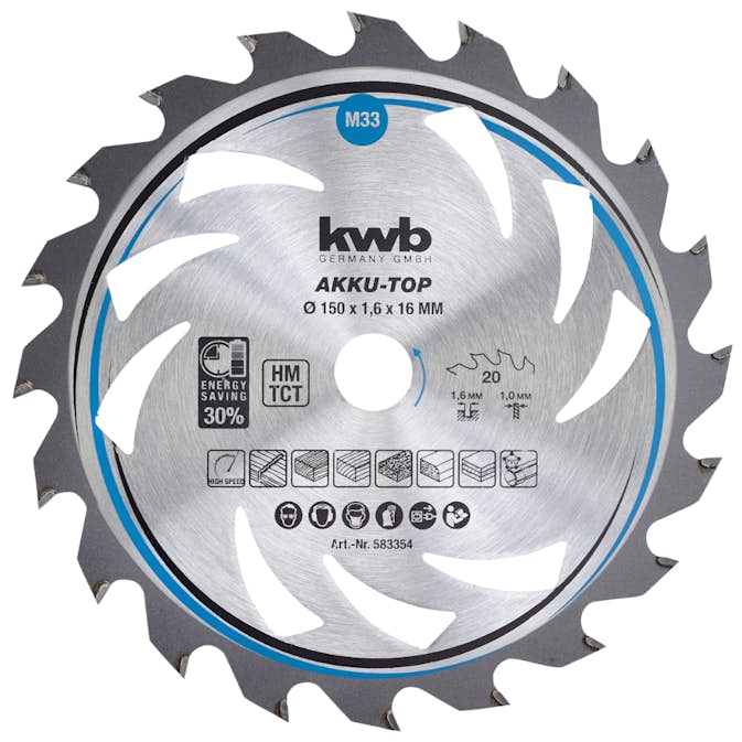 Cirkelsågklinga KWB TCT Ø150/Ø16 mm 20T