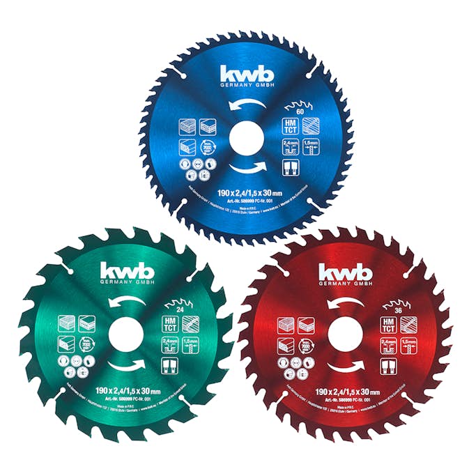 Cirkelsågklinga KWB Ø190/Ø30 mm Sats Med 3-delar