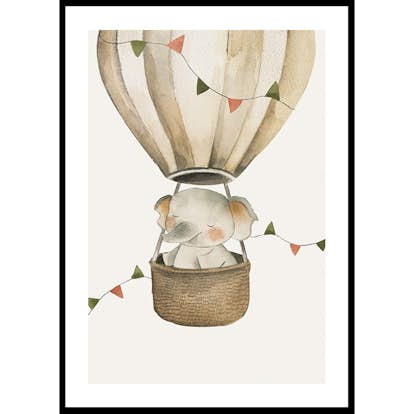 Poster Gallerix Elephant In Hot Air Balloon