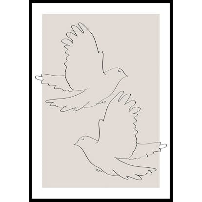 Poster Gallerix Doves Line Drawing