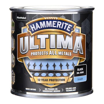 Rostskyddsfärg Hammerite Ultima Slätlack Svart 250ml