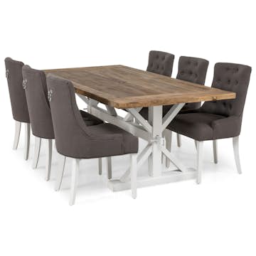 Matgrupp In Living Lyon Natur/Vit 200x100 cm med 6 st Viktoria Stolar