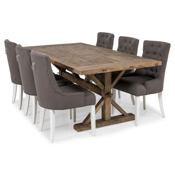 Matgrupp In Living Lyon 200x100 cm Natur/Grå med 6 st Viktoria Stolar