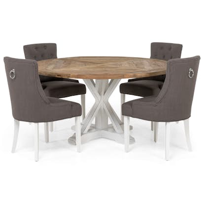 Matgrupp In Living Lyon Ø150 cm Rund Natur/Vit med 4 st Viktoria Stolar