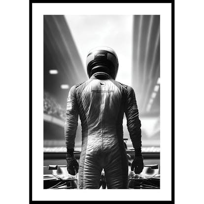 Poster Gallerix Race Car Driver B&W