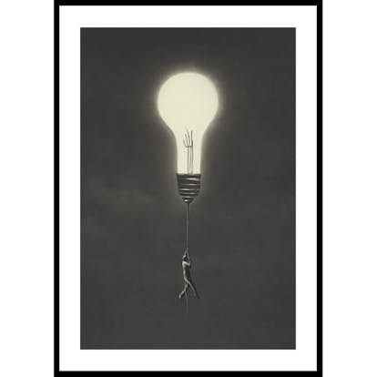 Poster Gallerix Flying With Light Bulb