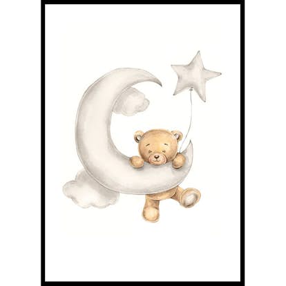 Poster Gallerix Teddy Bear Climbing The Moon