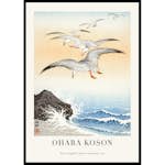 Poster Gallerix Five Seagulls Above Turbulent Sea By Ohara Koson