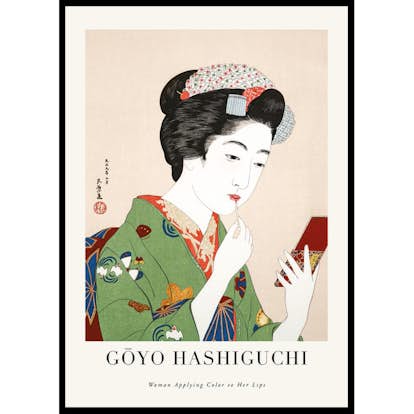 Poster Gallerix Woman Applying Color To Her Lips By Goyō Hashiguchi