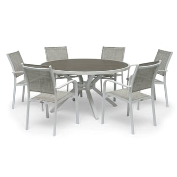 Trädgårdsmatgrupp Hillerstorp Hånger Ø140 cm med 6 st Trädgårdsstolar