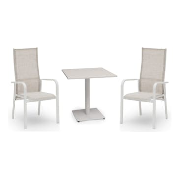 Caféset Hillerstorp Hånger 2st Positionsfåtöljer med Näsby Cafébord 70x70 cm