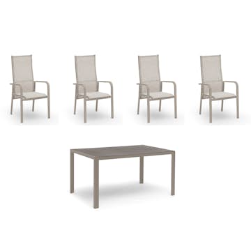 Matgrupp Utomhus Hillerstorp Hånger 4st Positionsfåtöljer med Trädgårdsbord 90x140 cm