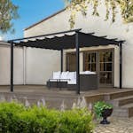 Pergola Skugga 4X4M Svart Ram Mörkgrått Tyg