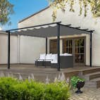 Pergola Skugga 3X4M Svart Ram Grått Tyg