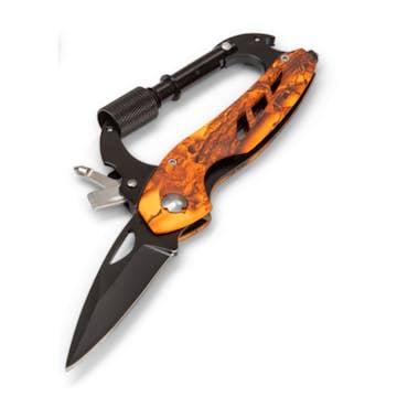 Campingkniv Briv Multi Orange Camo Karbinhake