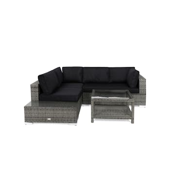 Loungegrupp Comfort Garden Bahamas 4-sits med Avslut och Bord med Hylla 75x75 Utomhus