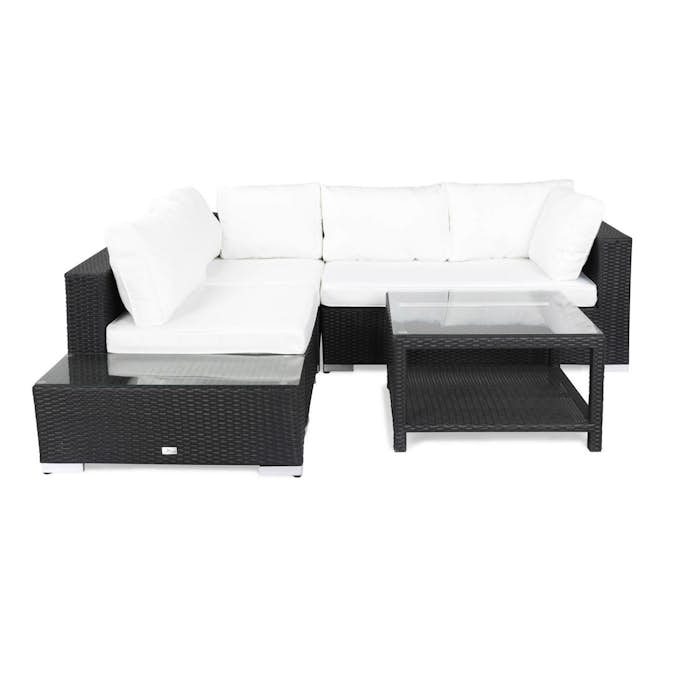 Loungegrupp Comfort Garden Bahamas 4-sits med Avslut och Bord med Hylla 75x75 Utomhus
