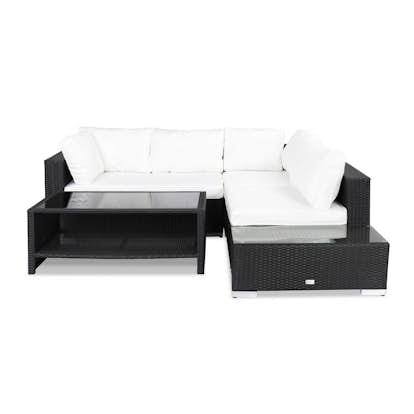 Loungegrupp Comfort Garden Bahamas 4-sits med Avslut och Bord med Hylla Utomhus