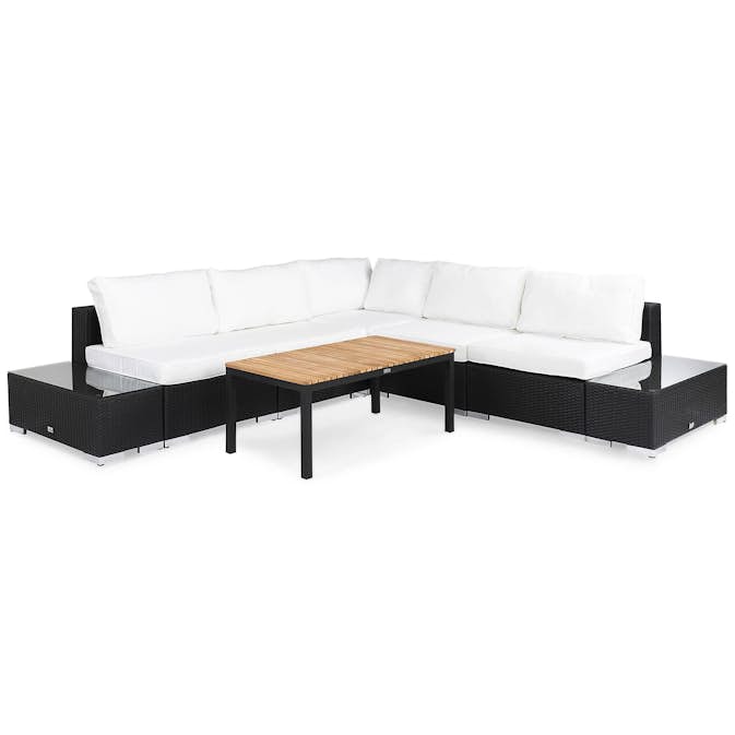 Loungegrupp Comfort Garden Bahamas 5-sits Svart/Teak Utomhus