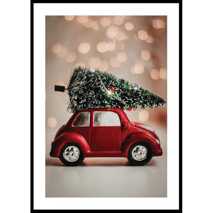 Poster Gallerix Red Car Tree On Roof
