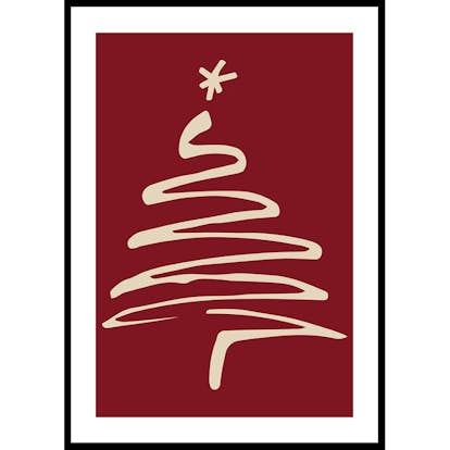 Poster Gallerix Christmas Tree Line Art R&W