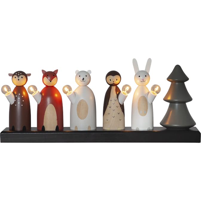Adventsljusstake Star Trading Forest Friends 5-Armad LED Trä