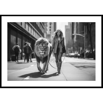 Poster Gallerix Lion On A Leash