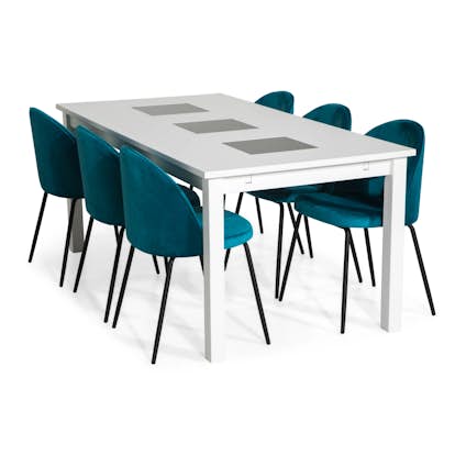 Matgrupp In Living Jasmin Förlängningsbart 180 med 6 Felipe Stol Sammet