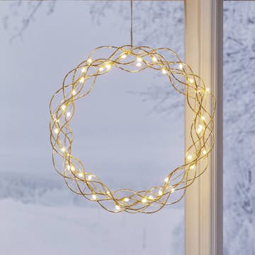 Hängande Dekoration Star Trading Curly Krans med LED 30cm