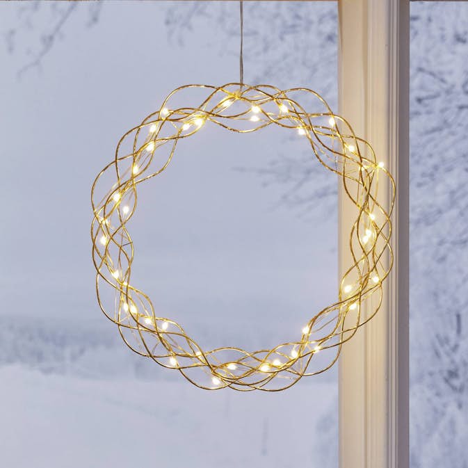 Hängande Dekoration Star Trading Curly Krans med LED 30cm