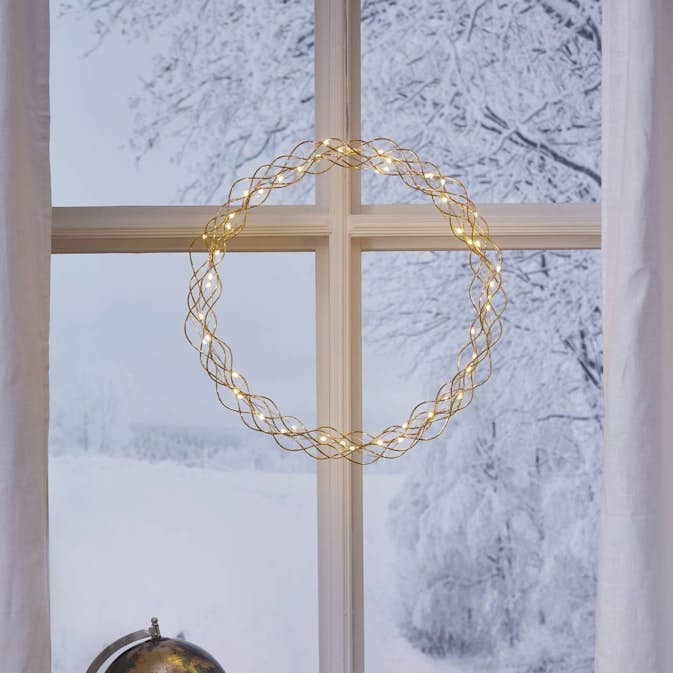 Hängande Dekoration Star Trading Curly Krans med LED 45cm