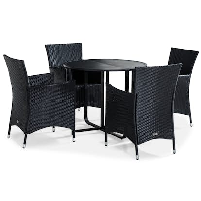 Cafégrupp Comfort Garden Flippy Rund 90 med 4 Fåtöljer Thor