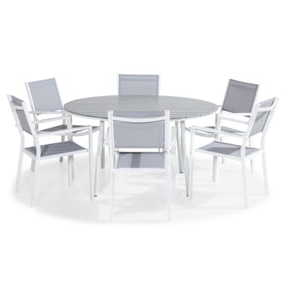 Matgrupp Comfort Garden Tunis Rund 140 med 6 Stapelstolar