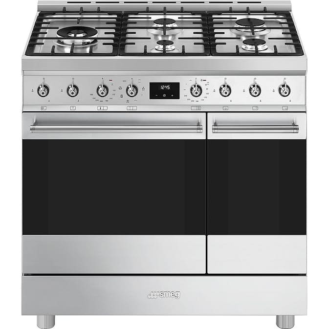 Gasspis Smeg C92GMX2 Sinfonia Rostfri med Dubbelugn och Grillfunktion