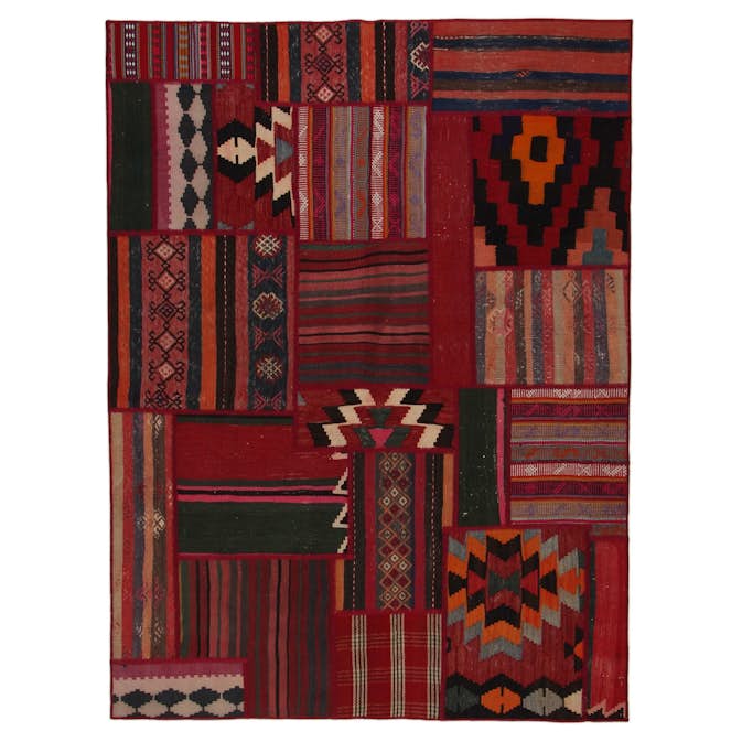 Persisk Patchworkmatta Arkiio Kelim Shiraz/Azerbajdzjan Flerfärgad 157x204