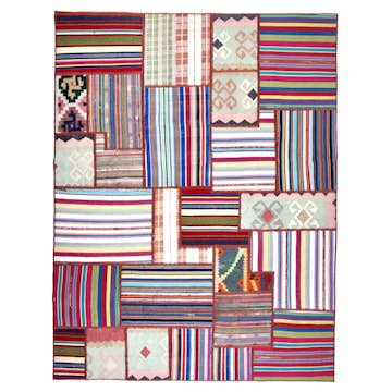 Persisk Patchworkmatta Arkiio Kelim Flerfärgad 157x206