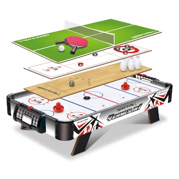 Bordsspel SportMe 4-i-1 Airhockey, Bordtennis, Curling & Bowling