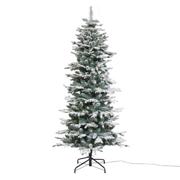 Plastgran Nordic Winter Smal Julgran med Snö 180x86 cm med LED-Belysning