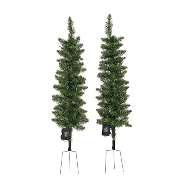 Plastgran Nordic Winter Julgransset med 2 st Granar med LED-Belysning och Jordspett Utomhus